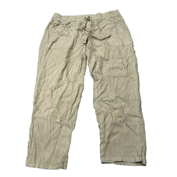 KUT From The Kloth Womens Beige Linen Blend Elastic Waist Cropped Pants Size M - Picture 1 of 7